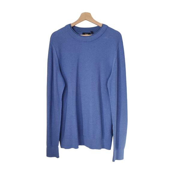 Theory Riland Pique Eco Breach Sweater Crewneck Skyline Melange Blue Size XL - Picture 1 of 8